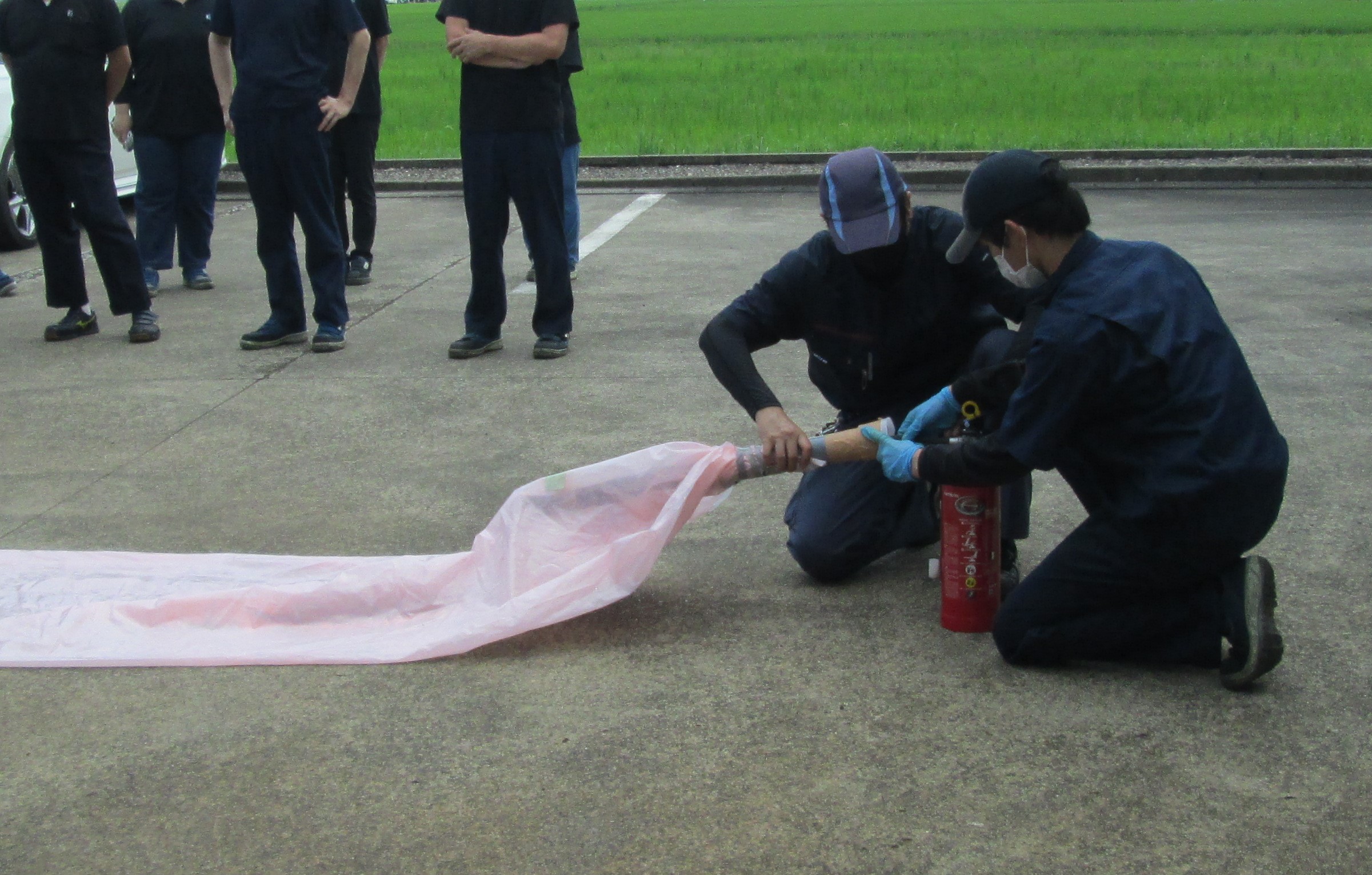 消防設備点検と防災訓練の様子